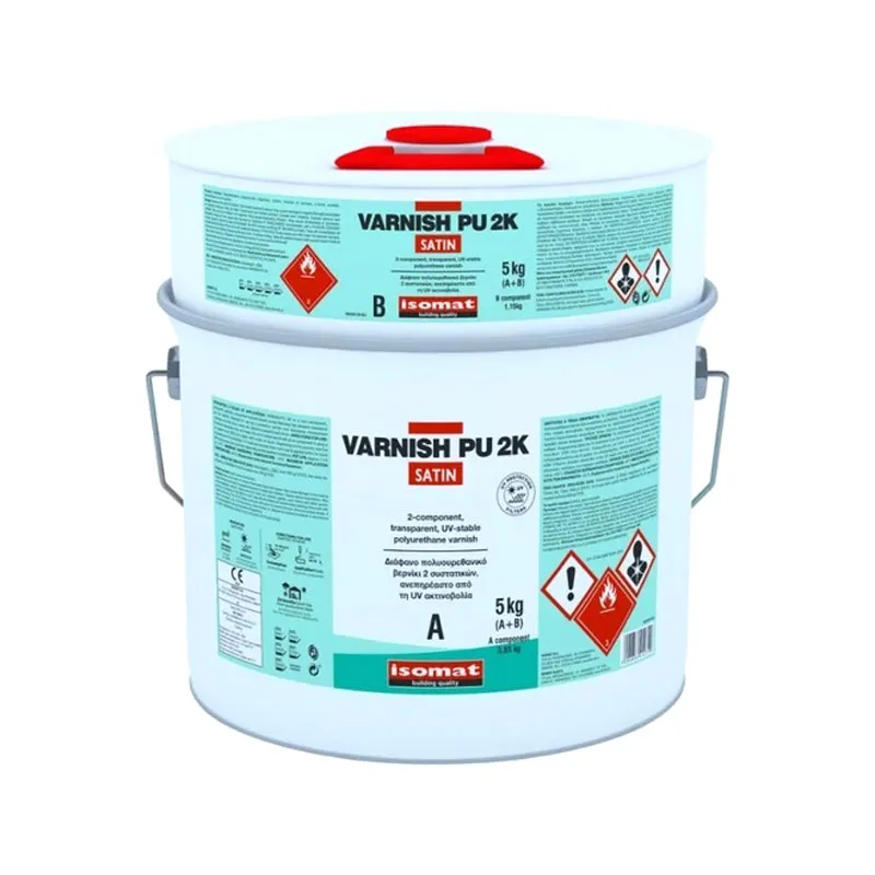 ISOMAT Безцветен двукомпонентен полиуретанов лак сатен VARNISH PU 2K Satin 5kg 22767005
